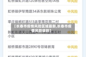 【长春市疫情风险区域最新,长春市疫情风险级别】