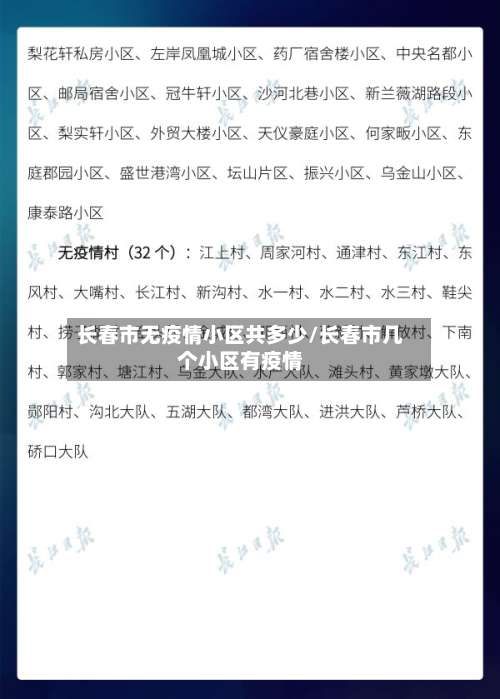 长春市无疫情小区共多少/长春市几个小区有疫情-第1张图片